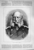 Original Old Antique Print 1884 Portrait H.I.M. Emperor Germany 19th