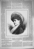 Original Old Antique Print 1884 Portrait Miss Litton Hardcastle Theatre 19th