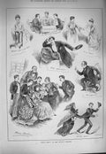 Original Old Antique Print 1884 Nita'S First Novelty Theatre Fizzleton Horace