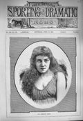 Original Old Antique Print 1884 Portrait Beautiful Miss Emmeline Ormsby 19th