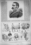 Old Antique Print 1884 Colonel Henry Mapleson Boxing James'S Hill Bacon 19th
