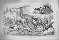 Original Old Antique Print 1884 Stag Hunting Forest Fontainebleau Horses Hounds