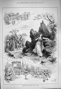 Original Old Antique Print 1884 Gounod Opera Sapho Dancing Actors Victorian