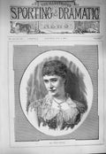 Original Old Antique Print 1884 Portrait Mrs Philip Bernard Beautiful Lady 19th