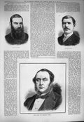 Original Old Antique Print 1884 Grace Henry George Michael Costa Men Portrait