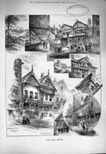 Old Antique Print 1884 Chester Bishop Lloyd House Watergate Architecture 19th