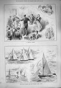 Old Antique Print 1884 Coiffure Contest Royal Thames Yacht Club Sailing 19th