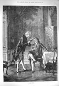 Original Old Antique Print 1884 Good Story Man Reading Book House Table Chair