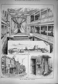 Original Old Antique Print 1884 Theatre Royal Rochester Architecture Victorian