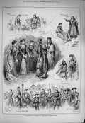 Original Old Antique Print 1884 Shaksperian Tableaux Royal Italian Opera Hall