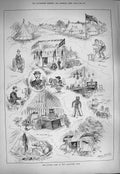 Original Old Antique Print 1884 Cycling Camp Alexandra Park Siers Secretary