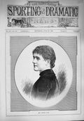 Original Old Antique Print 1884 Portrait Mrs Dutton Cook Beautiful Woman 19th