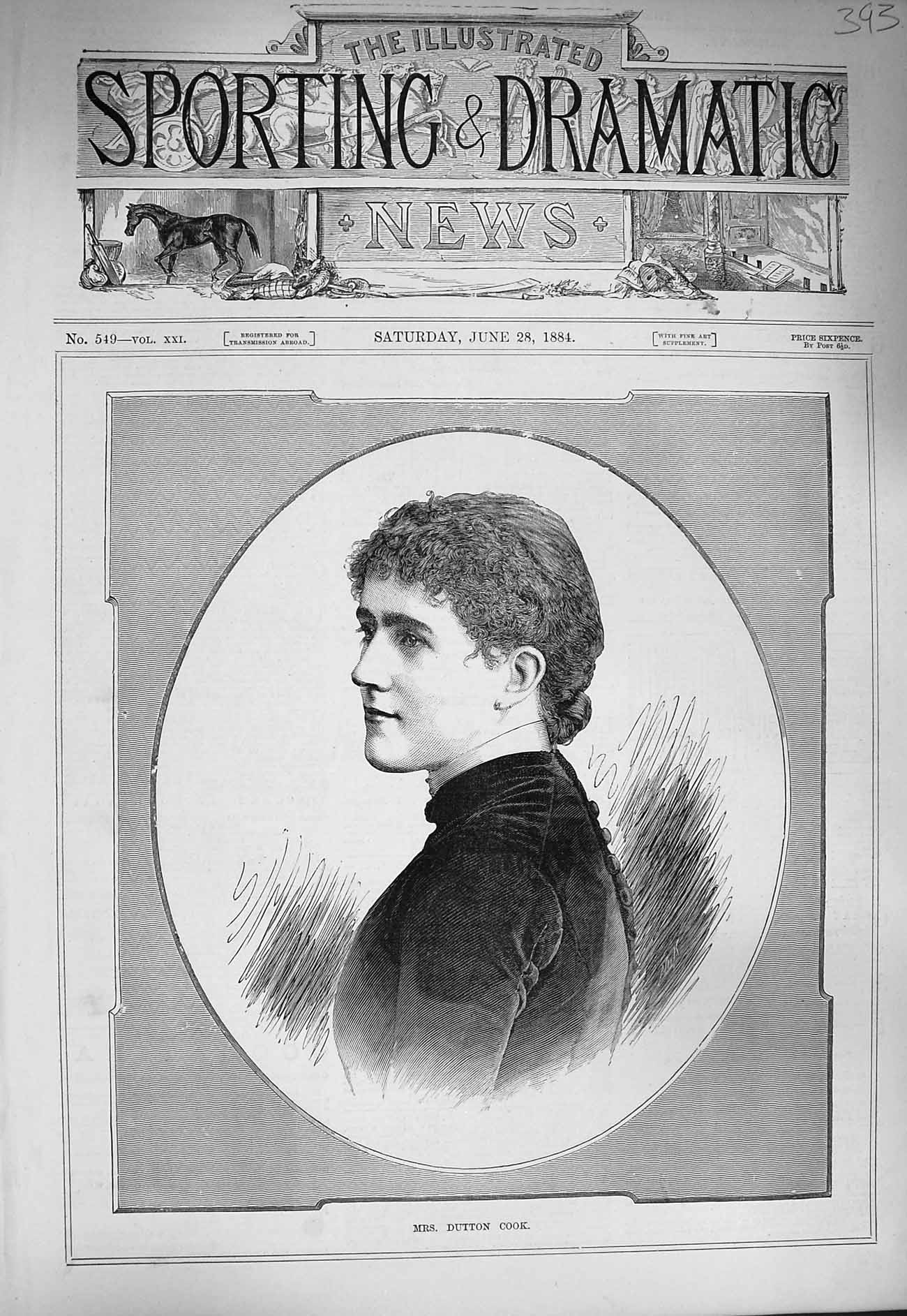 Original Old Antique Print 1884 Portrait Mrs Dutton Cook Beautiful Woman 19th