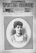 Original Old Antique Print 1884 Portrait Miss Amalia Beautiful Woman Victorian