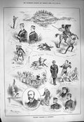 Old Antique Print 1884 Military Athletics Aldershot Bayonet Alison Norkes 19th