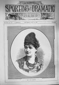 Original Old Antique Print 1884 Portrait Anna Laterner Beautiful Woman 19th