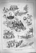 Original Old Antique Print 1884 Athletic Sports Bermuda Sack Race Dick Obstacle