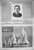 Old Antique Print 1884 Sydney Alport Regattas River Clyde Yachting Sport 19th