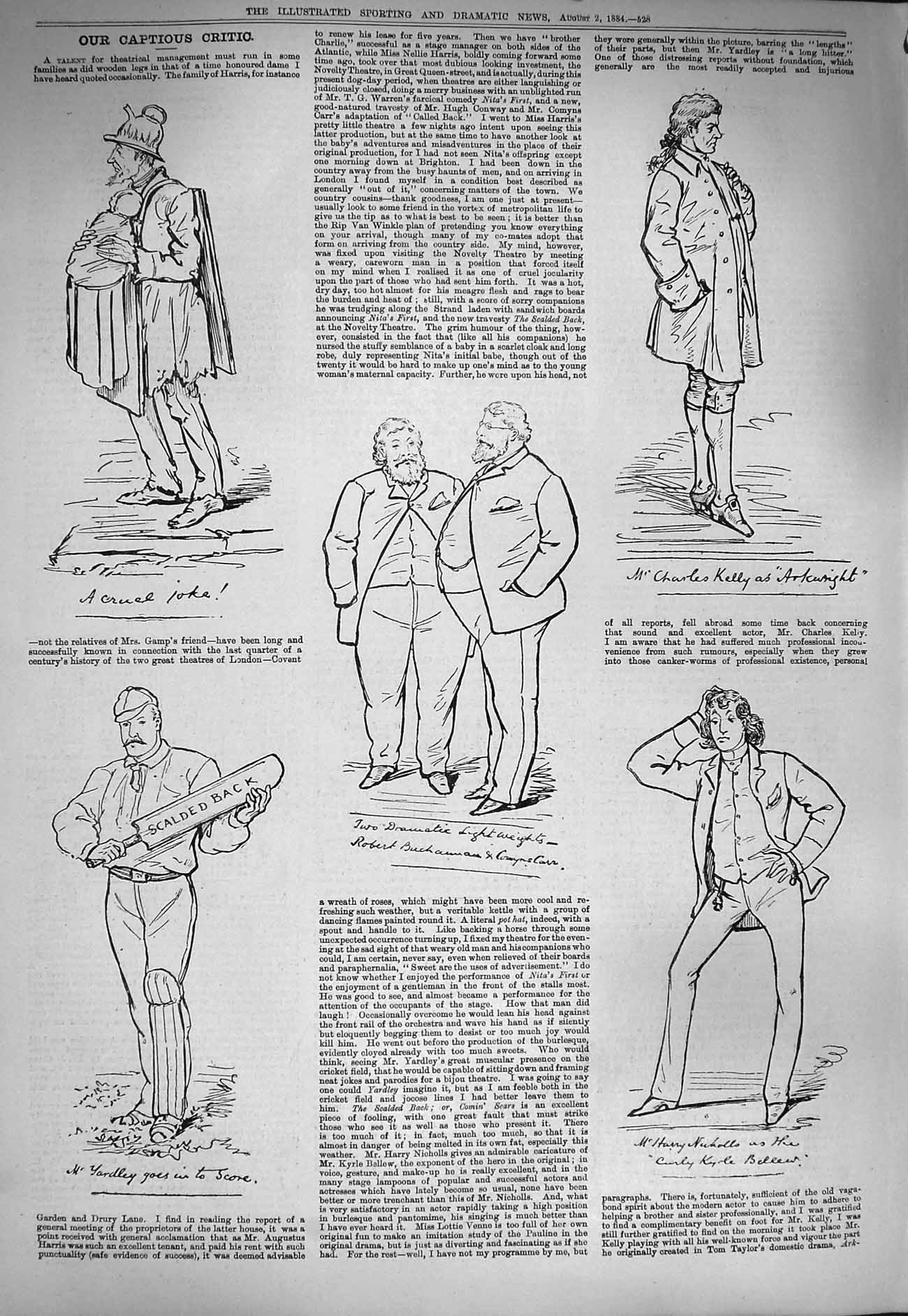 Original Old Antique Print 1884 Captious Critic Yardley Nicholls Charles Keely