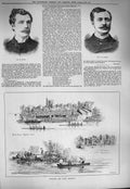 Original Old Antique Print 1884 Windsor Eton Regatta Marlow Warren Dwyer 19th