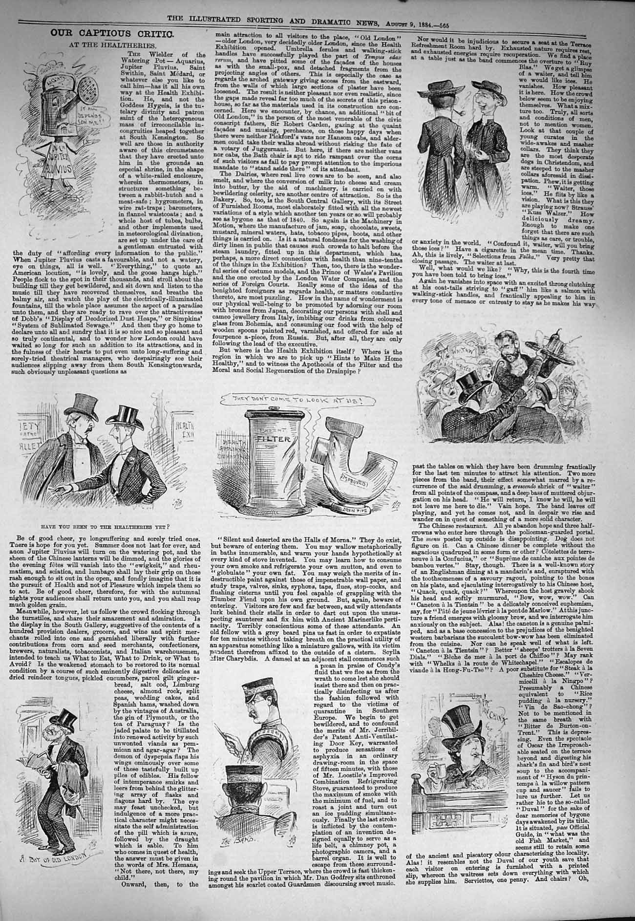 Original Old Antique Print 1884 Captious Critic Healtheries Men 19th