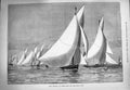 Original Old Antique Print 1884 R.Y.S. Regatta Cowes Race Town Plate Sport 19th
