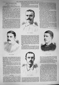Old Antique Print 1884 Portrait Murdoch Scott Read M'Donnell Cricket Men 19th