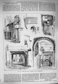 Original Old Antique Print 1884 Fox Under The Hill Adelphi Theatre Copperfield