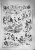 Old Antique Print 1884 Conservative Demonstration Wakefield Church Belton 19th
