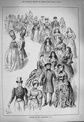 Original Old Antique Print 1884 Costumes Healtheries Fancy Dress Ladies Men