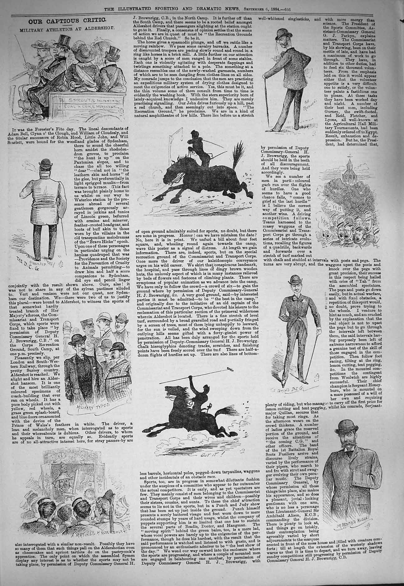 Original Old Antique Print 1884 Military Athletics Aldershot Alison Horses 19th