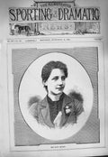 Original Old Antique Print 1884 Portrait Miss Maud Millett Lady Flower 19th