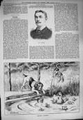 Original Old Antique Print 1884 Portrait Newham Dog Ducks Pond Dadd Victorian