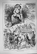 Original Old Antique Print 1884 Highgate Real Ideal Tram Policeman Man Cat 19th