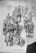 Original Old Antique Print 1884 Damaged Costumes Healtheries Theatre Victorian