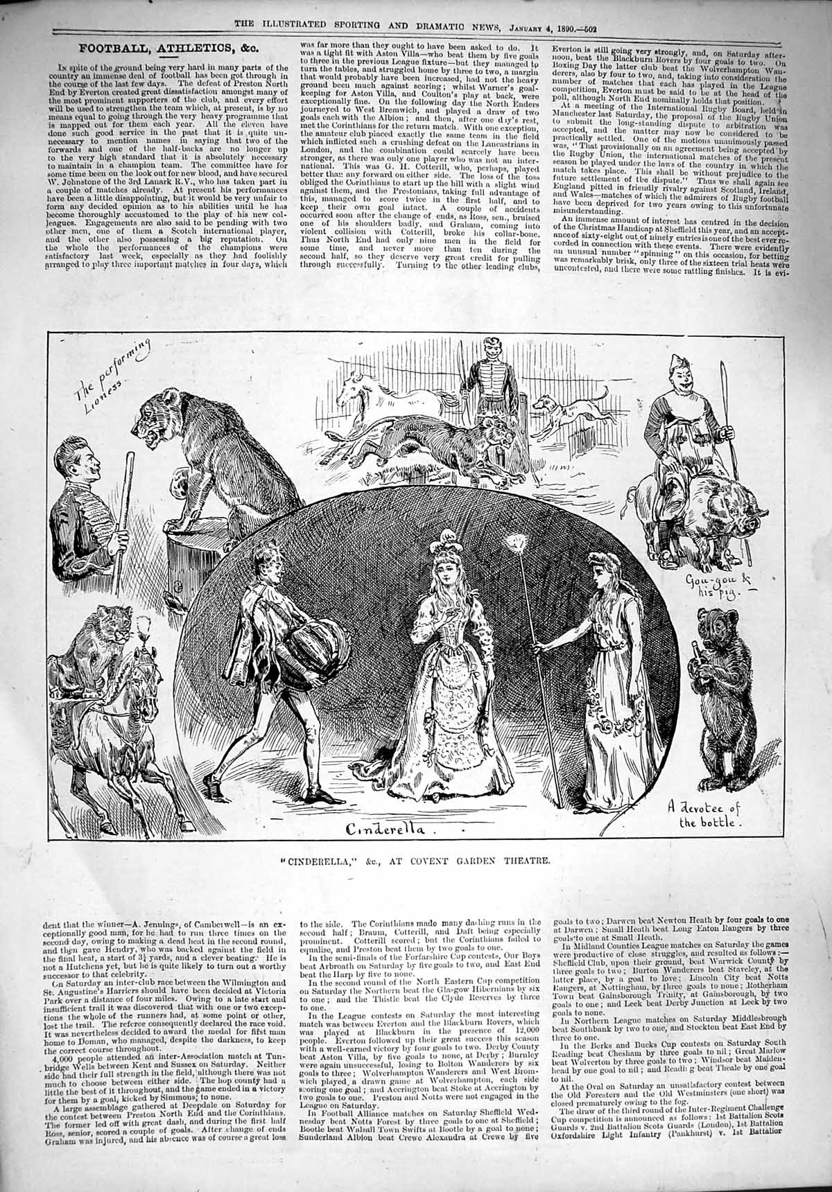 Old Antique Print 1890 Cinderella Covent Garden Theatre Costumes Actors 19th