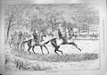 Original Old Antique Print 1890 Race Horses Trainers Exercise Straw Victorian
