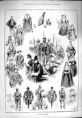 Original Old Antique Print 1890 Tudor Exhibition Armour Costumes 19th