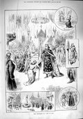 Original Old Antique Print 1890 Bernhardt Joan Arc Theatre Cathedral Rheims