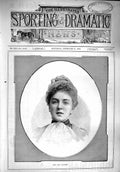 Original Old Antique Print 1890 Portrait Miss May Palfrey Beautiful Lady 19th