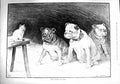 Old Antique Print 1890 Judgment Paris Three Dogs Kitten Cat Stool Animals 19th