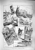 Original Old Antique Print 1890 India Street Scene Bombay Ismailia Bullock Cart