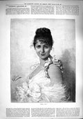 Original Old Antique Print 1890 Portrait Beautiful Lady Woman Bella Mia 19th