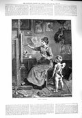 Original Old Antique Print 1890 Cupid'S Portrait Art Painting Artist Victorian