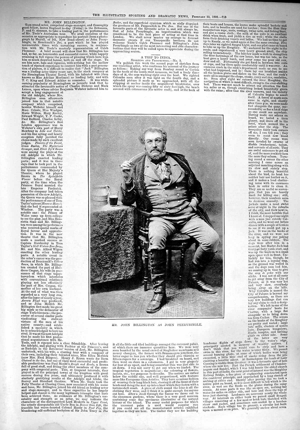 Original Old Antique Print 1890 Portrait Mr John Billington Peerybingle Railway