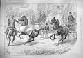 Old Antique Print 1890 Force Example Horses Runnaway Coach Street Scene 19th