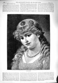 Original Old Antique Print 1890 Portrait Beautiful Woman Marguerite Lady 19th
