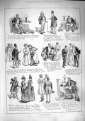 Original Old Antique Print 1890 Jones Poet Story Illustration Romance Man Lady
