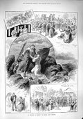 Original Old Antique Print 1890 Drury Lane Theatre Million Money Wellington