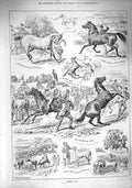 Original Old Antique Print 1890 Barnet Horse Fair Show Tents 19th